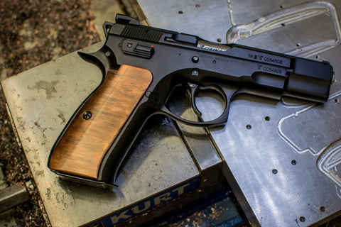 Copper CZ-75 Grips, smooth, reddish patina, standard size