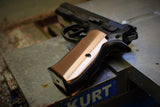 Copper CZ-75 Grips, smooth brushed metal finish, standard size