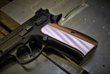 Copper CZ-75 Grips, smooth brushed metal finish, standard size