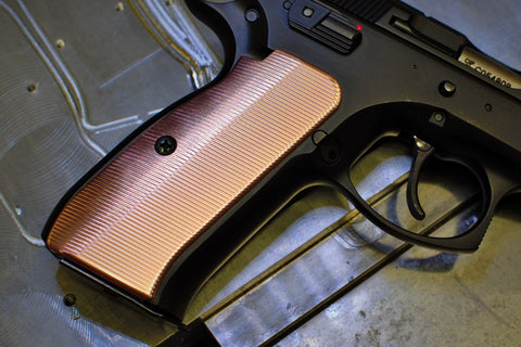 Copper CZ-75 Grips, horizontal ribbed pattern, standard size