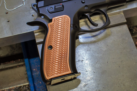Copper CZ-75 Grips, "Copperhead" checkered pattern, standard size