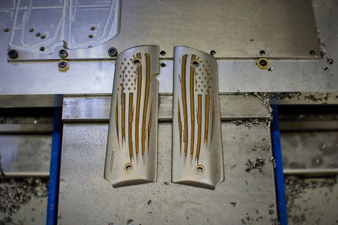 1911 "Battle Torn Flag" Darkwash Ti grips