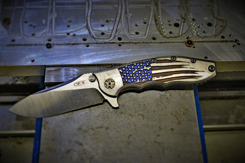 ZT0562 "Battle Torn Flag" Ti scale - Red, Ti, and Blue