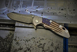 Hinderer XM Series "Battle Torn Flag" Ti scale - Red, Ti and Blue