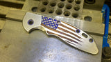 Hinderer XM Series "Battle Torn Flag" Ti scale - Red, Ti and Blue