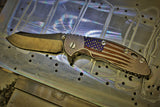 Hinderer XM Series "Battle Torn Flag" Ti scale - Red, Ti and Blue