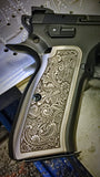 Titanium CZ-75 Grips, "Paisley" engraved pattern, standard size
